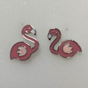 3/$20 Shiny Enamel Pink Flamingo Stud Earrings